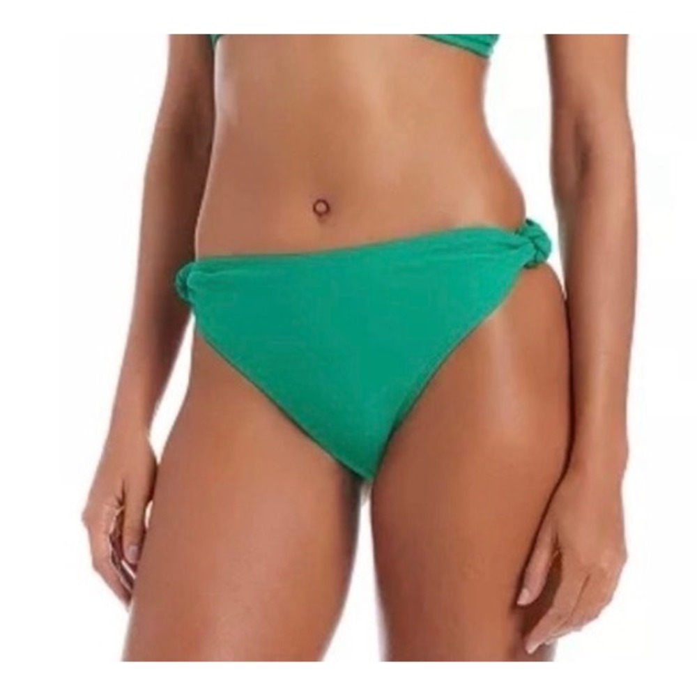 Bar III Knotted Side Bikini Bottoms Green Low Rise Swim Size XS NEW
